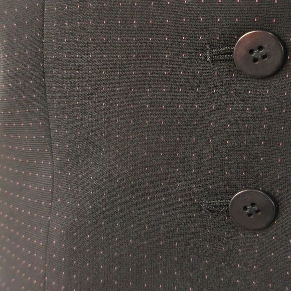 Le Suit Petite Career Blazer Jacket Black Pink Swiss Dots 4 Button Sz 10P - Picture 9 of 11
